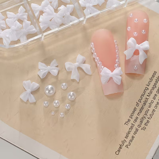 Déco perles Blanches/Noeuds